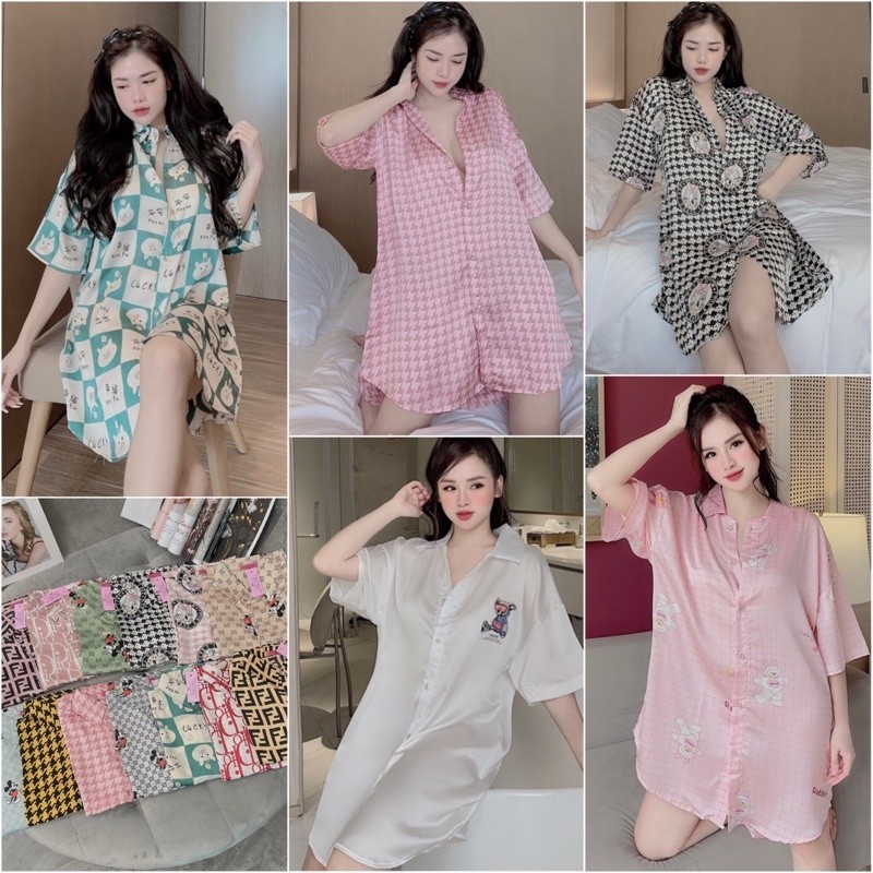 Váy Ngủ Lụa Satin Thiết Kế In 3D