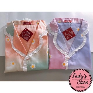 Bộ Lụa Satin Dài Tay ☘️ Hoạ tiết Phối Bèo