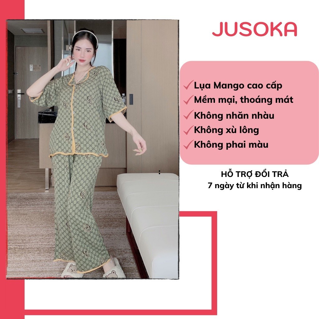 Đồ bộ Pijama nữ lụa mặc nhà cánh dơi mango cao cấp JUSOKA