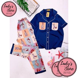 [FREE SHIP] ẢNH THẬT Bộ lụa phối hình cô gái