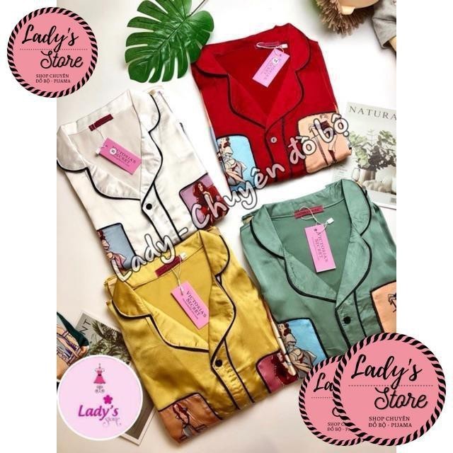 [FREE SHIP] ẢNH THẬT Bộ lụa phối hình cô gái