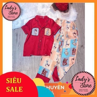 [FREE SHIP] ẢNH THẬT Bộ lụa phối hình cô gái