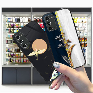 Ốp lưng kính cường lực Samsung Note 20 / Note 20 Ultra / Note 20+ bộ hình 3D nghệ thuật mạ vàng sang trọng .