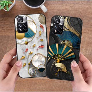 Ốp lưng kính cường lực Xiaomi Redmi Note 11 pro 5g bản CHINA / Redmi Note 11 pro plus bộ hình 3D nghệ thuật mạ vàng .