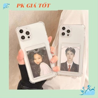 Ốp lưng iphone dẻo trong suốt chống sốc kèm ví đựng ảnh thẻ atm, bảo vệ camera