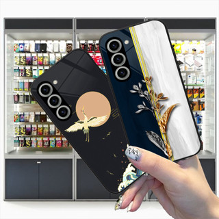 Ốp lưng kính cường lực Samsung S23 / S23 PLUS / S23+ bộ hình 3D nghệ thuật mạ vàng sang trọng .