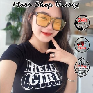 Áo thun croptop nữ ngắn tay Hello girl chữ lồng MOSSHOP