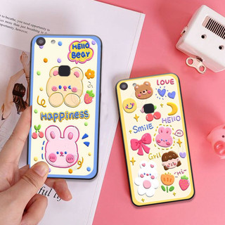 Ốp Vivo V7 / V7 Plus / V7+ bộ hình cute dễ thương gấu thỏ xinh xắn vẽ tay lạ mắt .