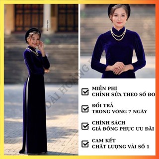  ÁO DÀI NHUNG XANH THAN TRUYỀN THỐNG MAY SẴN DỰ TIỆC LỄ TẾT SANG TRỌNG QUÝ PHÁI TRUNG NIÊN CO GIÃN MỀM MẠI 