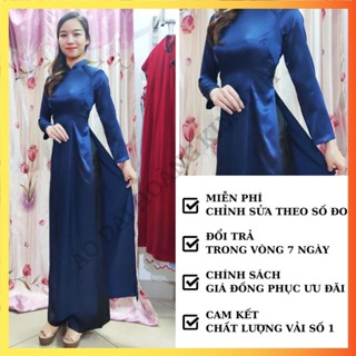  ÁO DÀI TRUYỀN THỐNG PHI BÓNG PHƯỚC THỊNH MÀU XANH THAN ÁO DÀI TRƠN CỔ TRỤ ADT2TPB-Xanh Than 