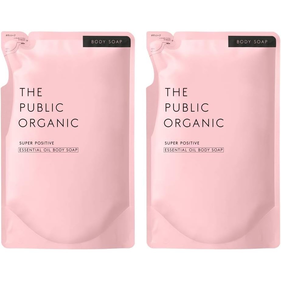 【Direct from Japan】The Public Organic Body Soap Refill Set of 2, Super Positive, 13.5 fl oz (400 ml) x 2, Amino Acid, Aroma, Essential Oil, Additive-Free, Made in Japan : Beauty