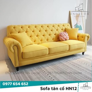 Ghế sofa tân cổ điển Rose chất liệu nỉ da lộn cao cấp khung gỗ sồi chắc chắn cho phòng khách, sofa decor .
