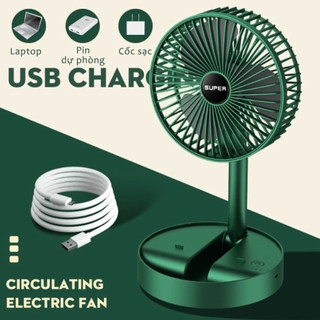 Quạt tích điện để bàn mini gấp gọn, 3 tốc độ gió xoay 360 độ cổng sạc usb tiện dụng dung lượng pin lớn 1200mah - qb3
