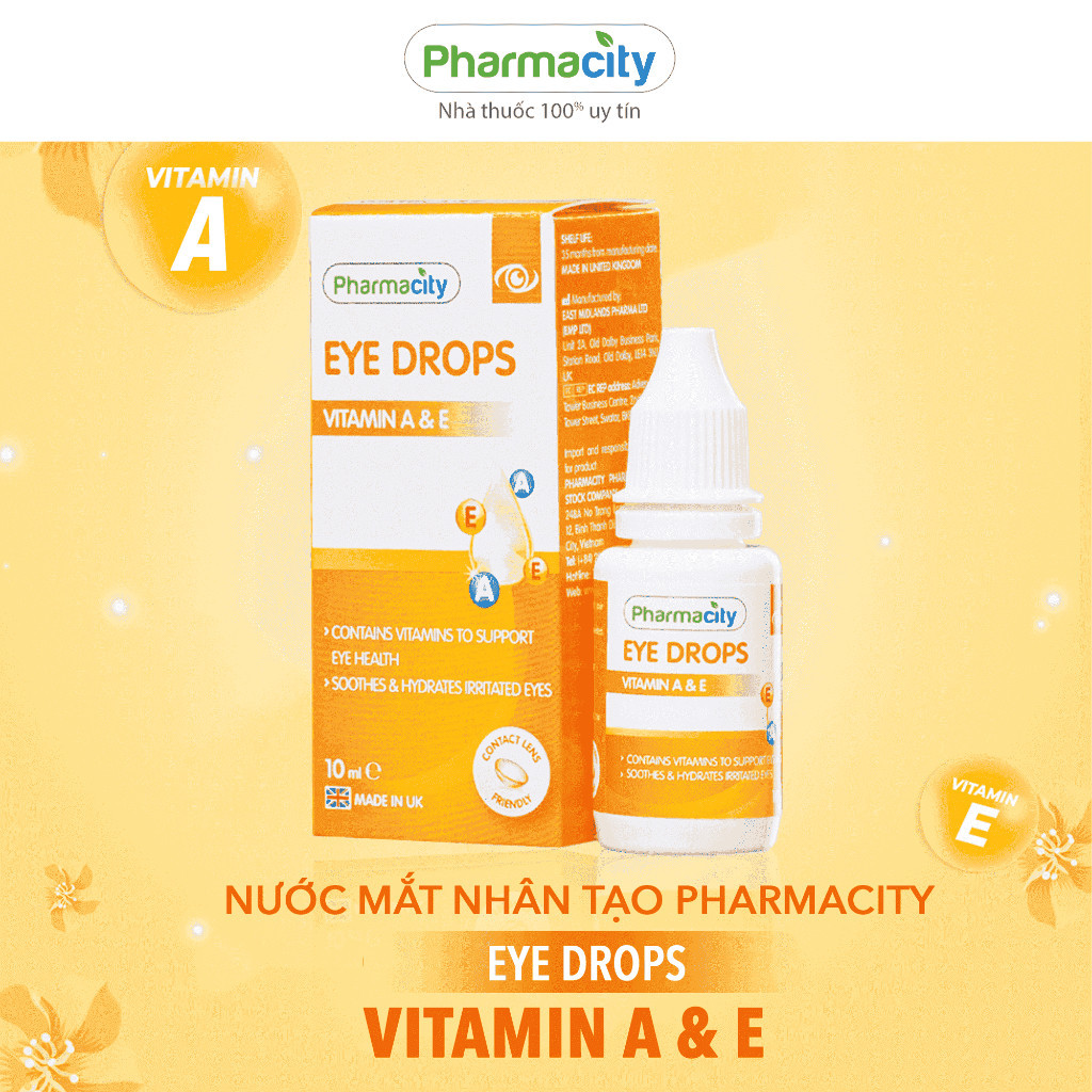 Dung dịch nhỏ mắt Pharmacity Eye Drops - Vitamin A &amp; E (Chai 10ml/ Hộp)