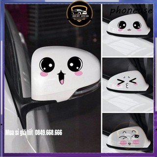Decal / miếng dán hình mặt cười vui nhộn trang trí gương chiếu hậu xe hơi - tem mặt cười dán xe máy - khải huy scar