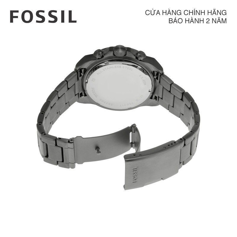 Đồng hồ nam Fossil Bronson dây kim loại, mặt 44 MM, màu khói, FS6017