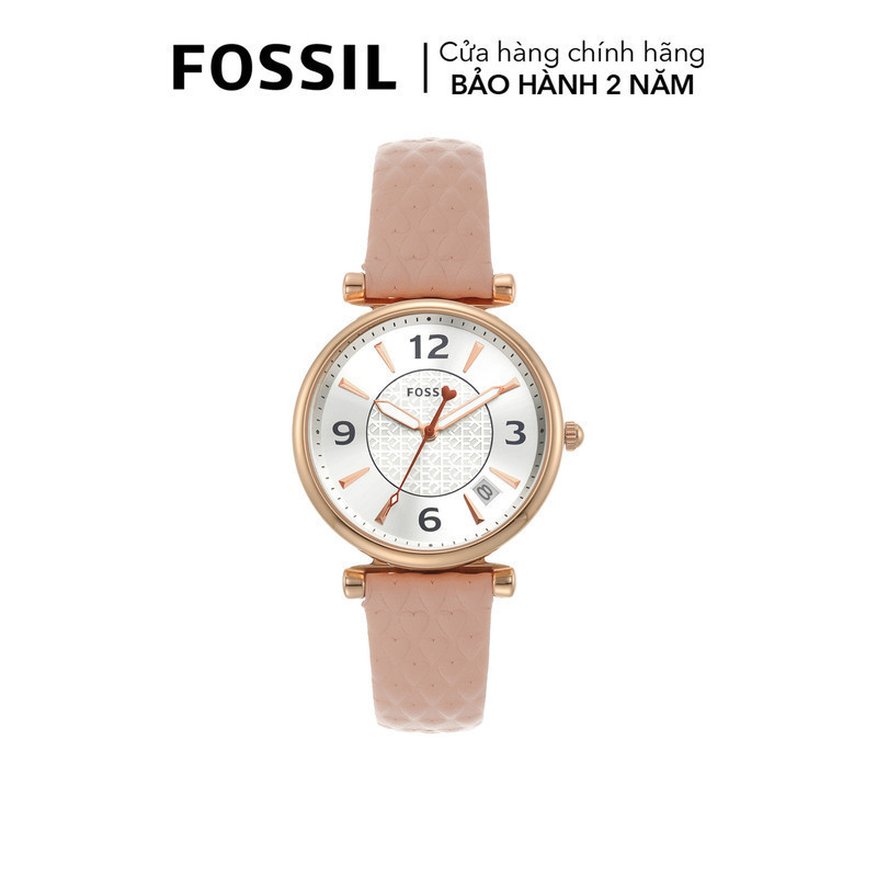 Đồng hồ nữ Fossil Carlie dây da, mặt 35 MM, màu nude, ES5269