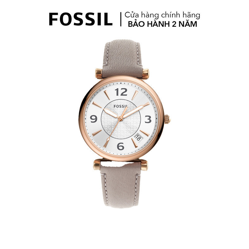 Đồng hồ nữ Fossil Carlie dây da, mặt 35 MM, màu xám, ES5161