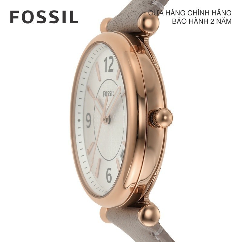 Đồng hồ nữ Fossil Carlie dây da, mặt 35 MM, màu xám, ES5161