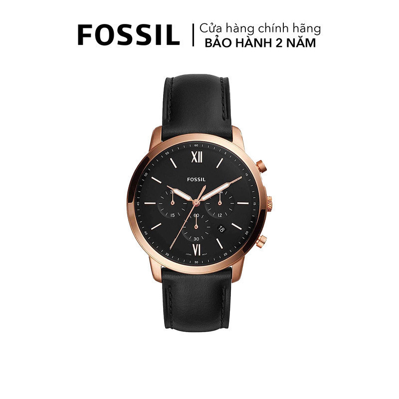 Đồng hồ nam Fossil Neutra Chrono, xem ngày, đếm thời gian, dây da, mặt 44 MM, màu đen, FS5381I