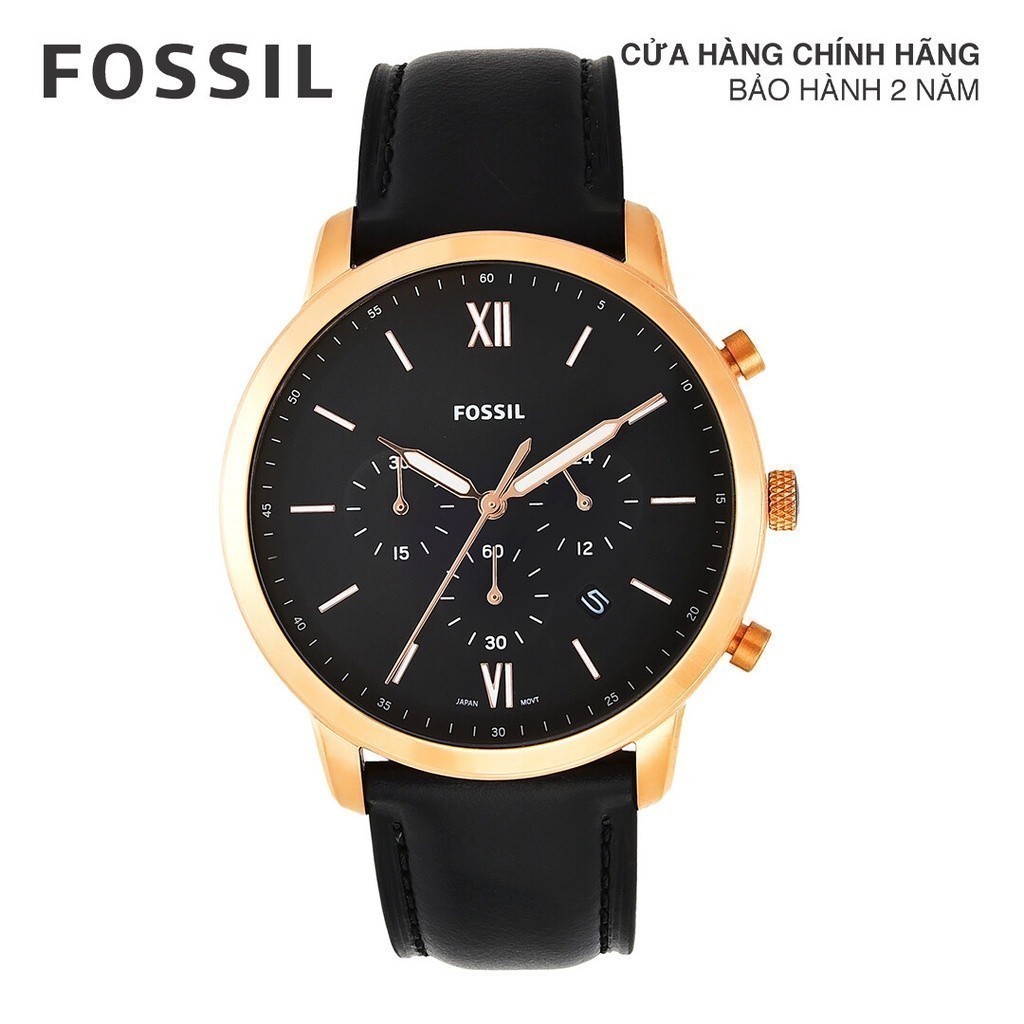 Đồng hồ nam Fossil Neutra Chrono, xem ngày, đếm thời gian, dây da, mặt 44 MM, màu đen, FS5381I