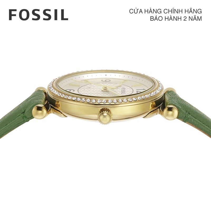 Đồng hồ nữ Fossil Carlie dây da, mặt 28 MM, màu xanh lá, ES5298