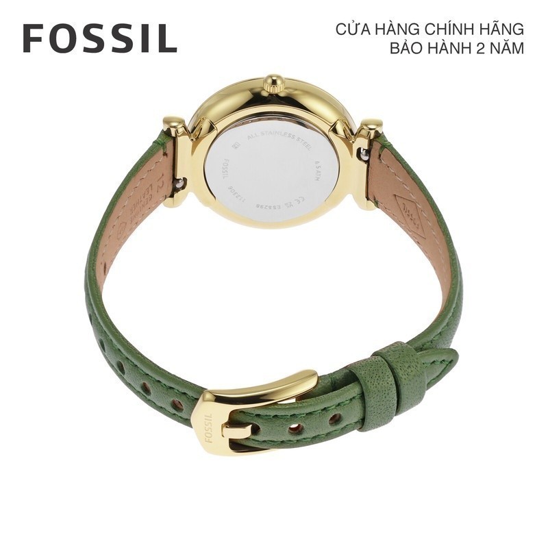 Đồng hồ nữ Fossil Carlie dây da, mặt 28 MM, màu xanh lá, ES5298