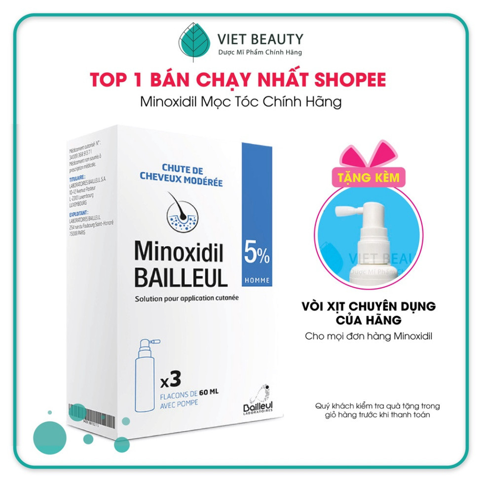 Xịt mọc tóc Minoxidil Bailleul 5% -NHẬP TRỰC TIẾP PHÁP - NGĂN RỤNG TÓC, KÍCH THÍCH MỌC TÓC