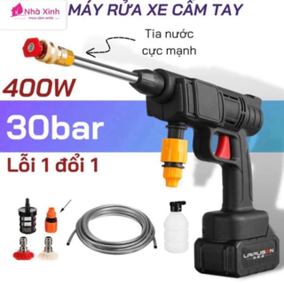 Máy rửa xe cầm tay cao áp chạy bằng pin sạc, súng rửa xe dùng cho gia đình có chế độ phun xương tạo bọt cao cấp