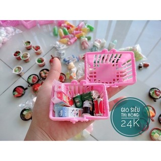 giỏ đi siêu thị mini trang trí mô hình, nhà búp bê 1:6 1:12