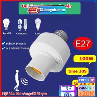 Đui đèn cảm ứng cảm biến chuyển động RADAR VI SÓNG 5.8G, đuôi đèn cảm biến chuyển động, đui đèn cảm ứng
