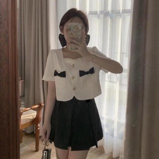 Set dạ túi nơ , bộ đồ nữ chân váy ngắn xoè siêu xinh có ảnh thật c12