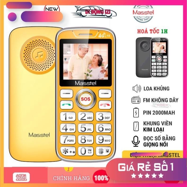 Điện Thoại Người Già Masstel Fami 60 4G - Loa To, FM Không Dây, Đọc Số Bằng Giọng Nói, SOS, Đèn Pin 