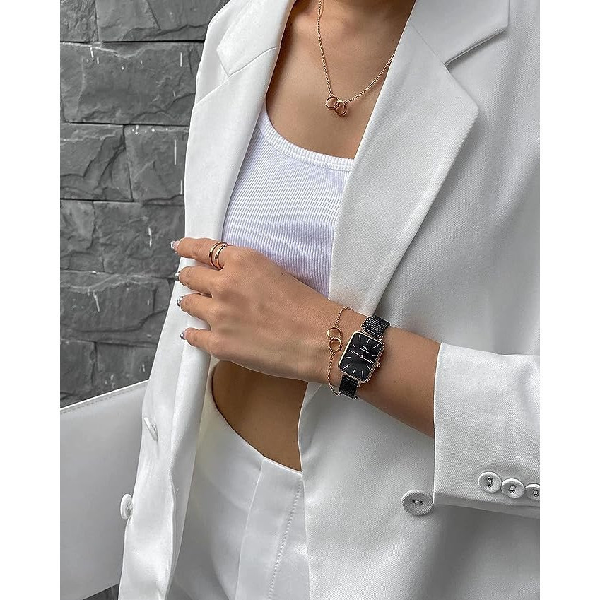 Đồng hồ Nữ Daniel Wellington dây da - Quadro Pressed Sheffield 20x26mm DW00100435