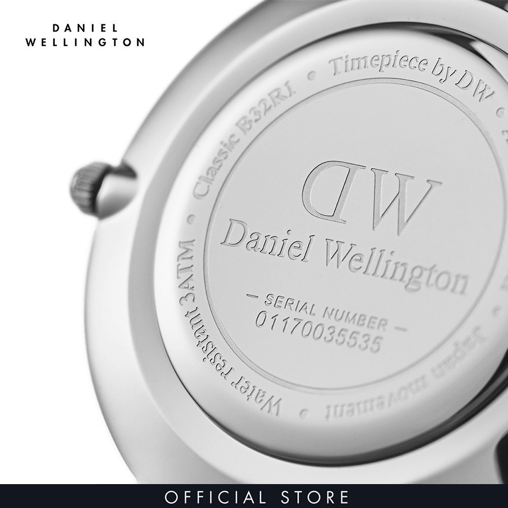 Đồng hồ Nữ Daniel Wellington dây lưới Petite Sterling mặt đen vỏ bạc