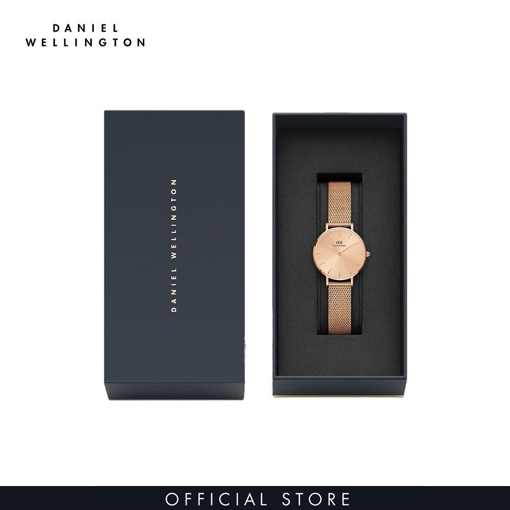 Đồng hồ nữ Daniel Wellington dây lưới - Petite Unitone mặt vàng hồng - vỏ vàng hồng