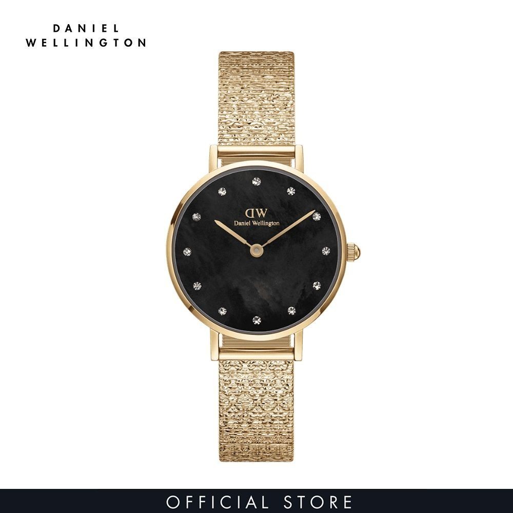 Đồng hồ Nữ Daniel Wellington Lưới - Petite 28 Pressed Piano Lumine G MOP Black 28mm D