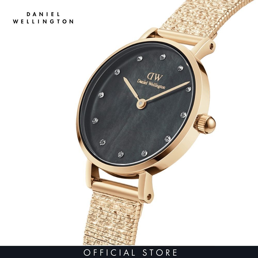 Đồng hồ Nữ Daniel Wellington Lưới - Petite 28 Pressed Piano Lumine G MOP Black 28mm D