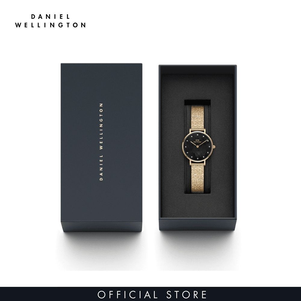 Đồng hồ Nữ Daniel Wellington Lưới - Petite 28 Pressed Piano Lumine G MOP Black 28mm D