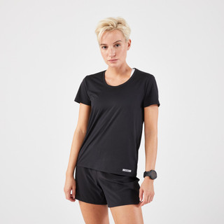 Áo thun chạy bộ nữ kiprun 100 đen Decathlon KALENJI mã 8817407