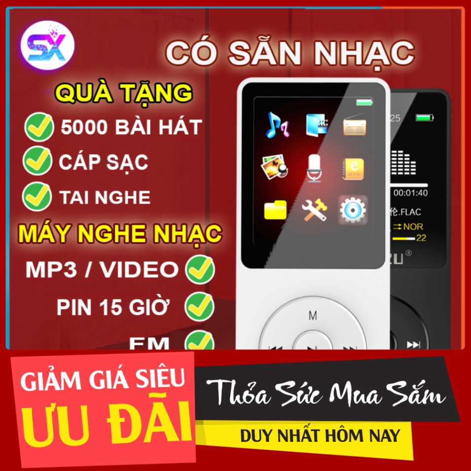 [khuyến mãi]  Máy nghe nhạc mini mp3 phát và chơi nhạc mp4 kết nối bluetooth có màn hình lcd loa ngoài kèm thẻ nhớ tai n