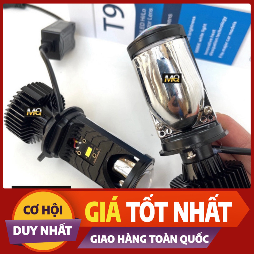 Đèn Pha Led Bi Cầu T9 H4 Cho xe con mô tô ( Dùng Điện Ắc Quy ) Cắt Sáng chống lóa M01B