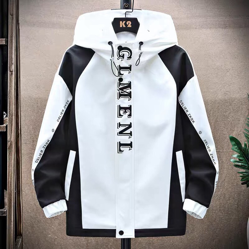 Áo Khoác Nam Vải Dù Gió hocofashion Thiết Kế 2 Lớp Logo In Có Nón Phối Màu Form Rộng