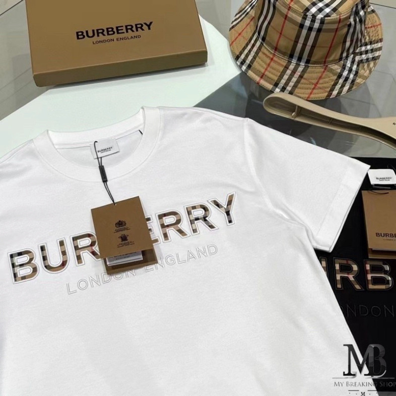 vinh Áo Phông Burberry Bản Thêu Cổ Bo Tròn Chất Cotton Cao Cấp-Áo Phông BBR Nam Nữ Hàng Đẹp Hottrend