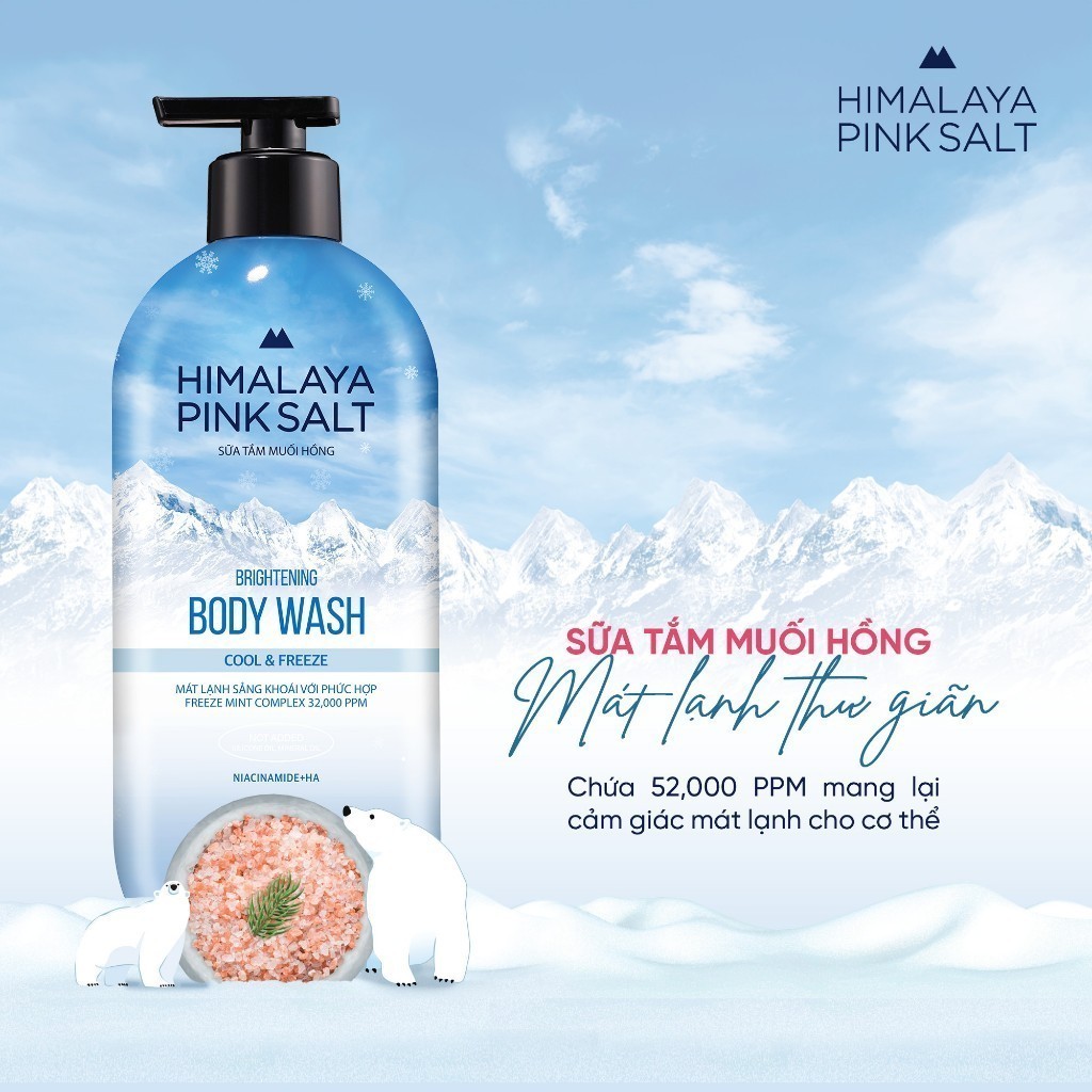 [Mua 1 tặng 1] Sữa tắm muối hồng Himalaya Pink Salt mát lạnh và thư giãn Cool And Freeze 500g