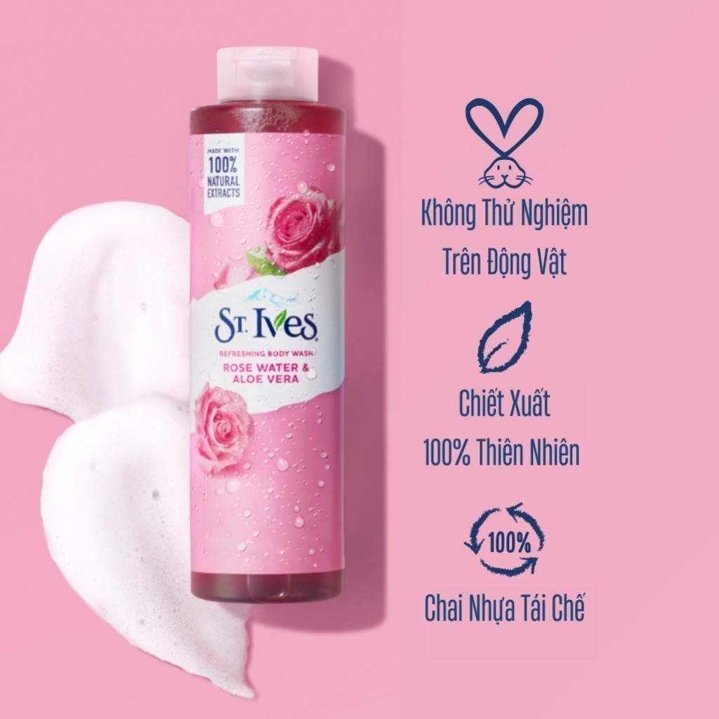 Combo Sữa tắm Hoa Hồng và Lô Hội 650ml & Sữa dưỡng thể St.Ives collagen trẻ hoá da 621ml