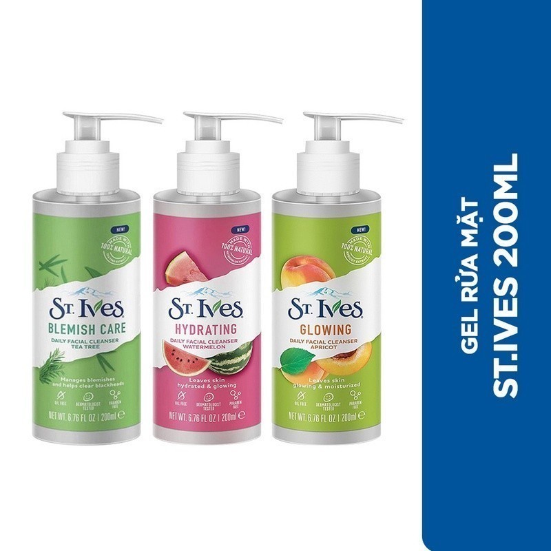 Gel rửa mặt chăm sóc da St.ives 200ml