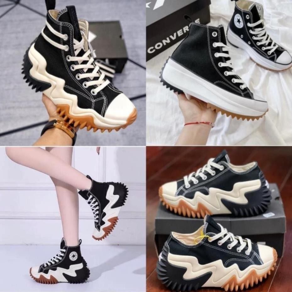 Giày Sneaker_Converse Run vải độn đế cao, Giày CV Cổ Cao Thấp Đế Tăng Chiều Cao Nam Nữ
