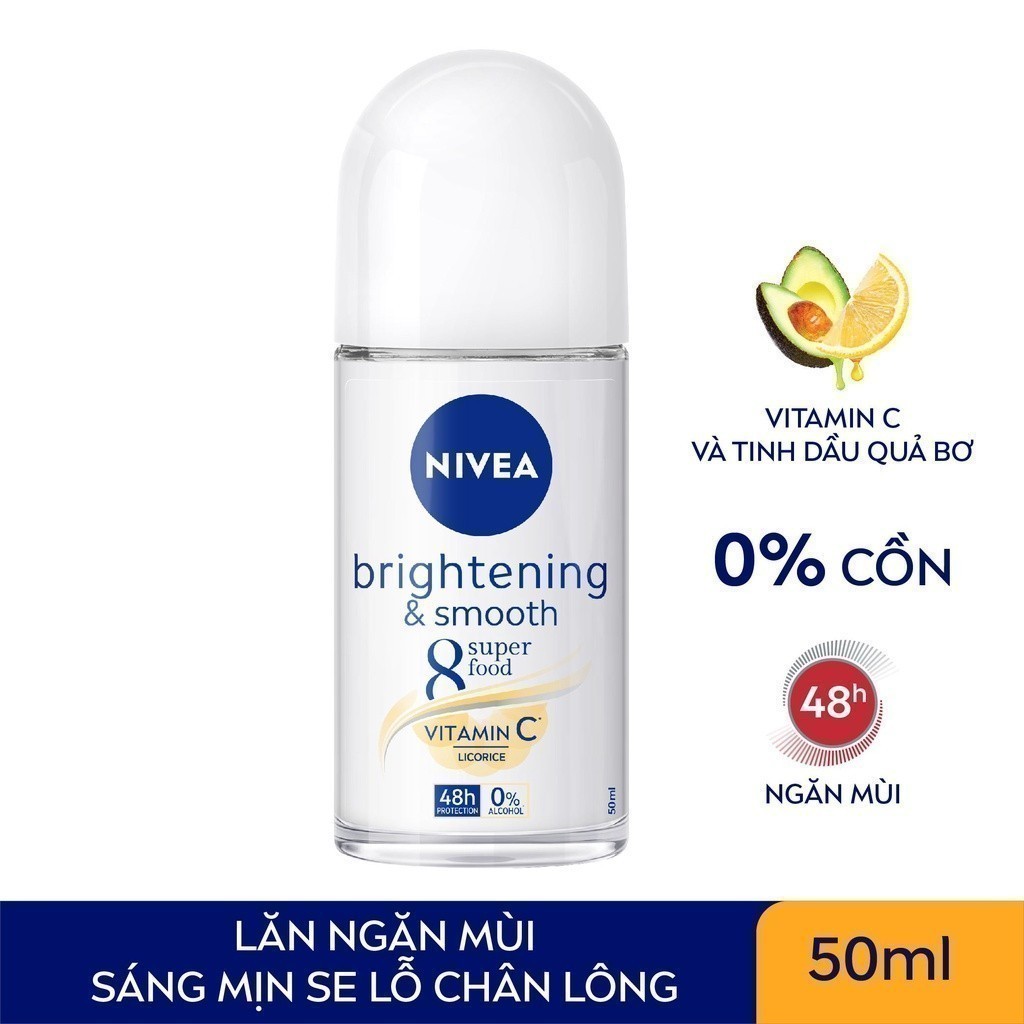 Bộ 2 Lăn Ngăn Mùi NIVEA Sáng Mịn | Mờ Thâm | Se Khít Lỗ Chân Lông (50 ml) - 81644