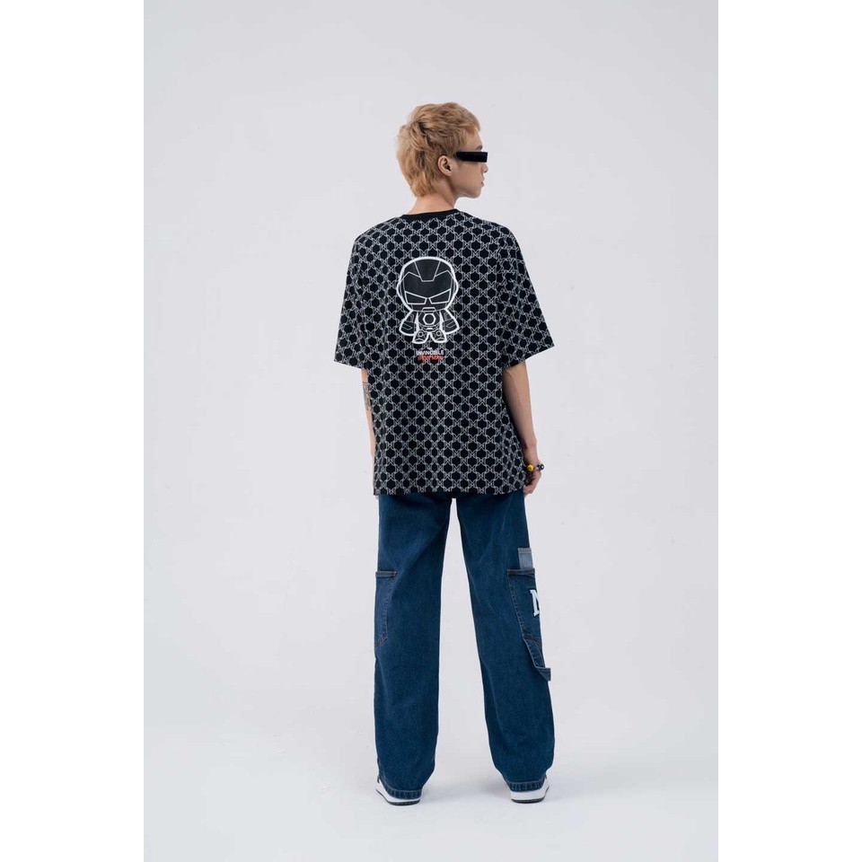 Áo Thun BOO Unisex Dáng Oversize Họa Tiết Monogram In Logo Chibi Iron Man BZL